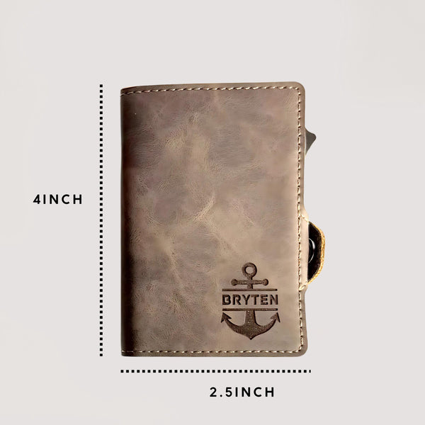 Engrave Leather Wallet for Men, Personalized Slim Wallet, Ideal Gift for Husband, Dad, Boyfriend, or Son | Birthday, Anniversary, Christmas