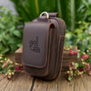 Personalized Leather Phone Belt Pouch, Retro Hiking Waist Bag