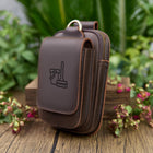 Personalized Leather Phone Belt Pouch, Retro Hiking Waist Bag