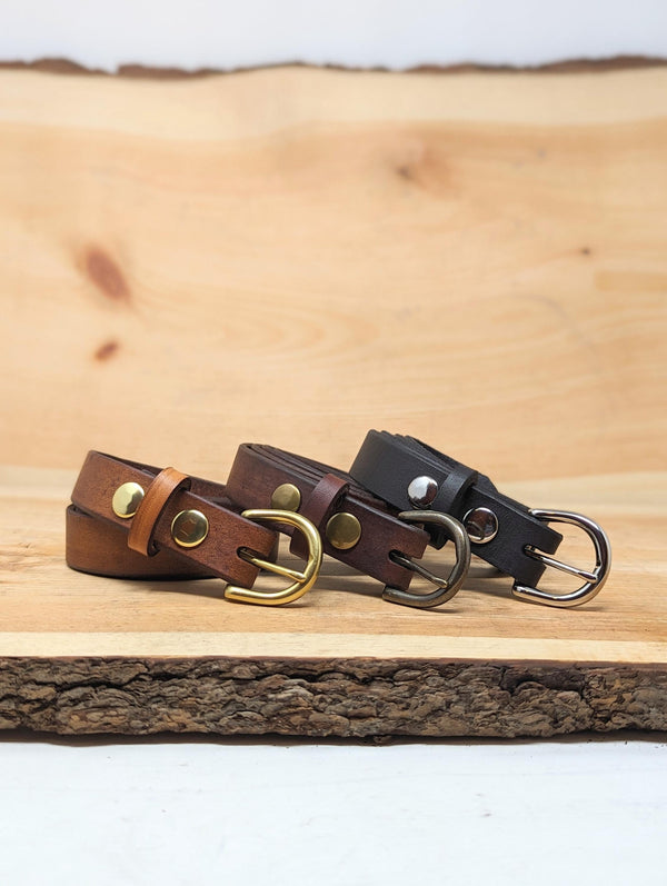 Handmade Full Grain, Cow Leather Belt: Customizable Buckle & Length, USA Made, 1" Wide