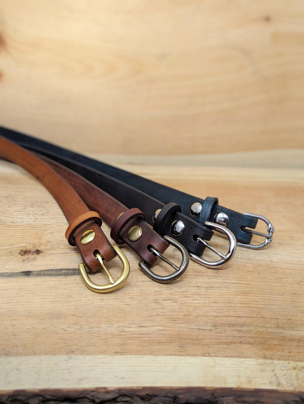 Handmade Full Grain, Cow Leather Belt: Customizable Buckle & Length, USA Made, 1" Wide