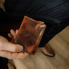 Natural Bison Leather Credit Card Holder, Small Wallet for Men, Handmade in the USA
