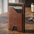Slim Leather Front Pocket Wallet – Minimalist Card Holder with Money Clip, RFID Protection