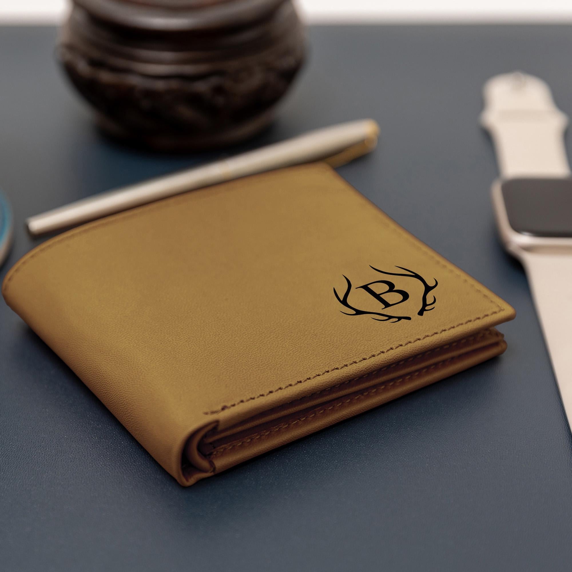 Personalized Leather Wallet Engraved RFID Men Wallet, Custom Fathers Day Bifold Gift for Dad Husband Boyfriend Him Anniversary Birthday Gift