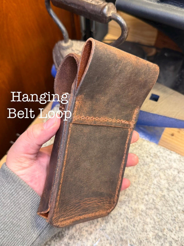 No-Scratch Leather Phone Holster, Mechanic Phone Case, Handmade Full Grain, Made in USA