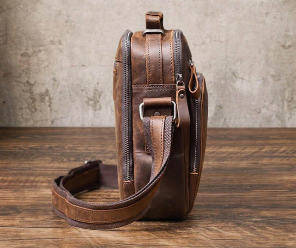 Personalized leather messenger crossbody bag - view 5