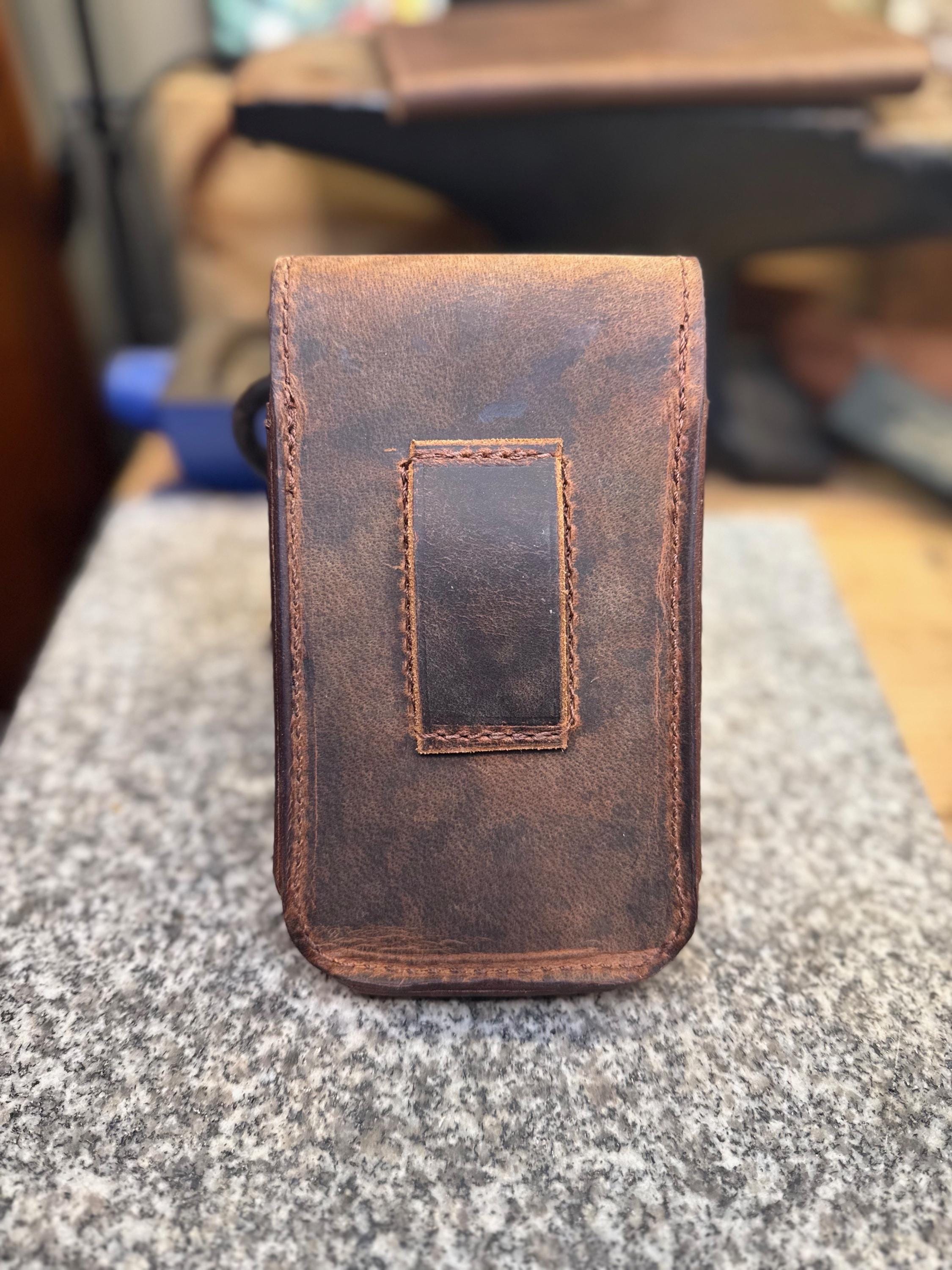No-Scratch Leather Phone Holster, Mechanic Phone Case, Handmade Full Grain, Made in USA