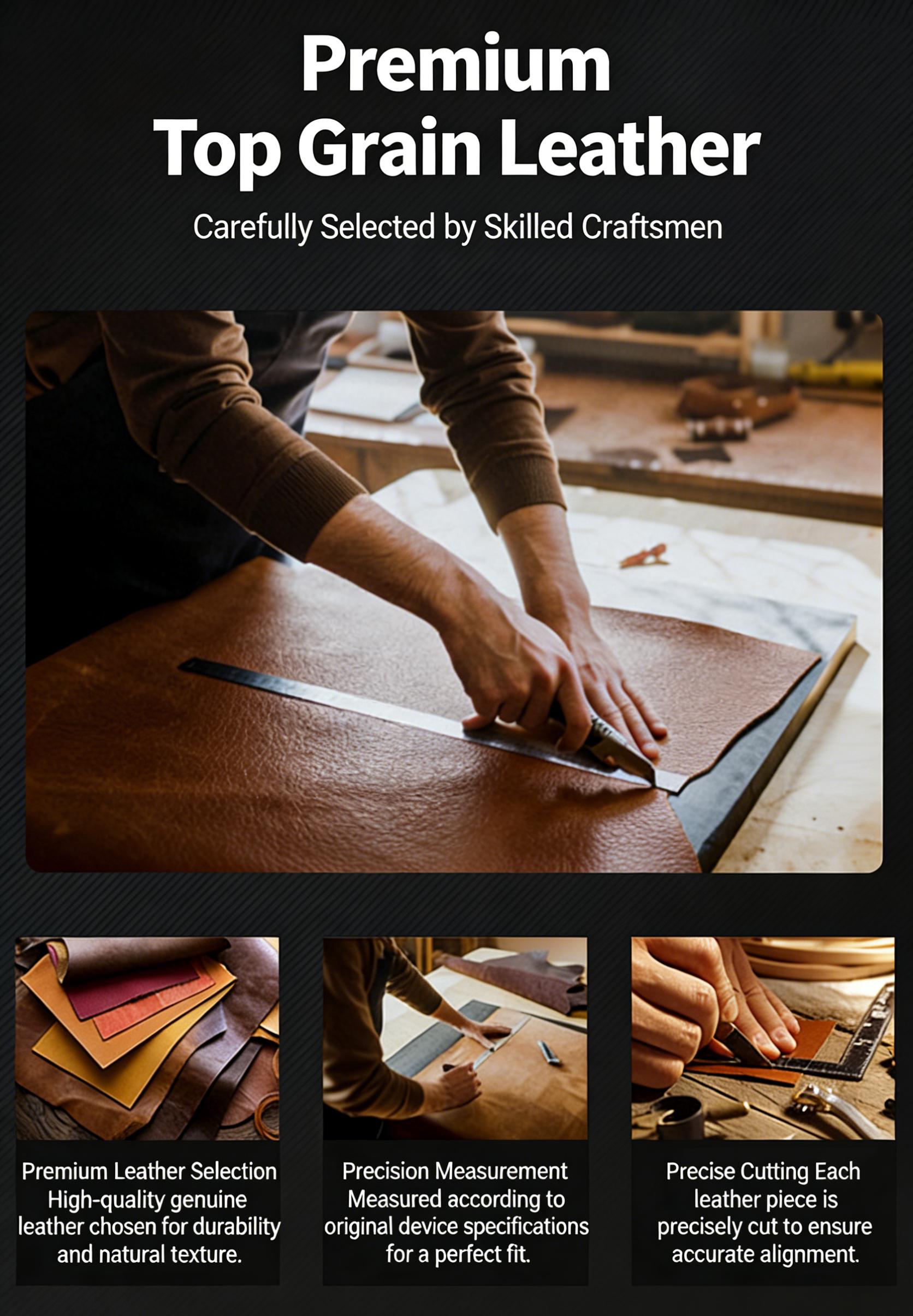 Handmade Leather iPhone Case, Full Grain Leather Cover for iPhone 17 16 15 14 13