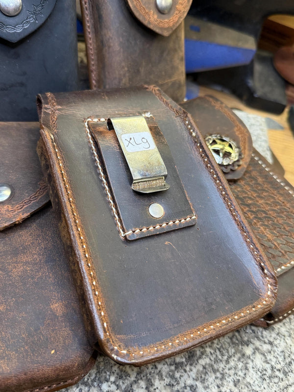 Handmade Leather Phone Case, Belt Holster, Buffalo Full Grain Leather, Made in USA