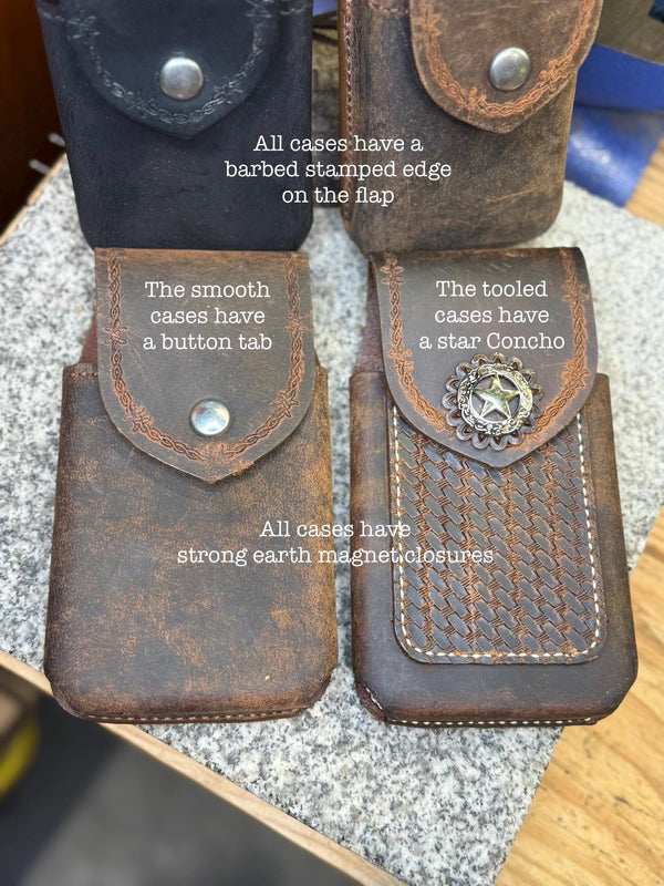 Handmade Leather Phone Case, Belt Holster, Buffalo Full Grain Leather, Made in USA