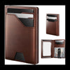 Slim Leather Front Pocket Wallet – Minimalist Card Holder with Money Clip, RFID Protection