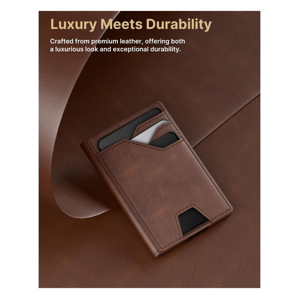 Slim Leather Front Pocket Wallet – Minimalist Card Holder with Money Clip, RFID Protection