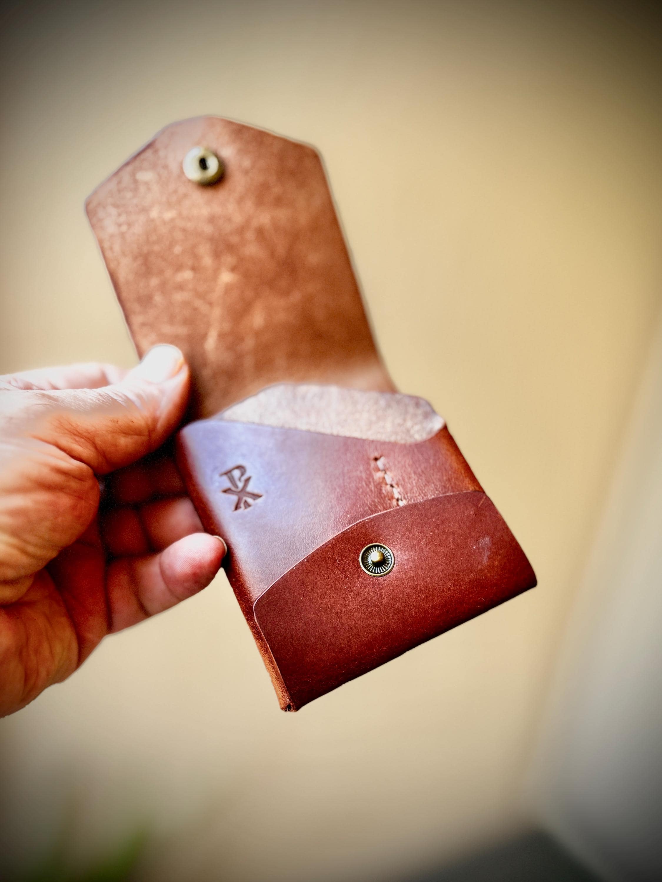 Handmade Italian Leather Wallet, Minimalist Card Holder with Pen Loop, William Tyndale