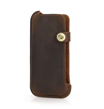 Handmade Genuine Leather Phone Holster for Men, iPhone 17 16 15 14 Pro Max Belt Pouch, 6.9 Inch Cellphone Waist Bag,Travel Camping PhoneCase