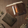 Bifold Leather Wallet Men, 4 Card Slots Zippered Coin Pocket, Crazy Horse Leather, Slim Front Pocket Wallet, RFID Blocking