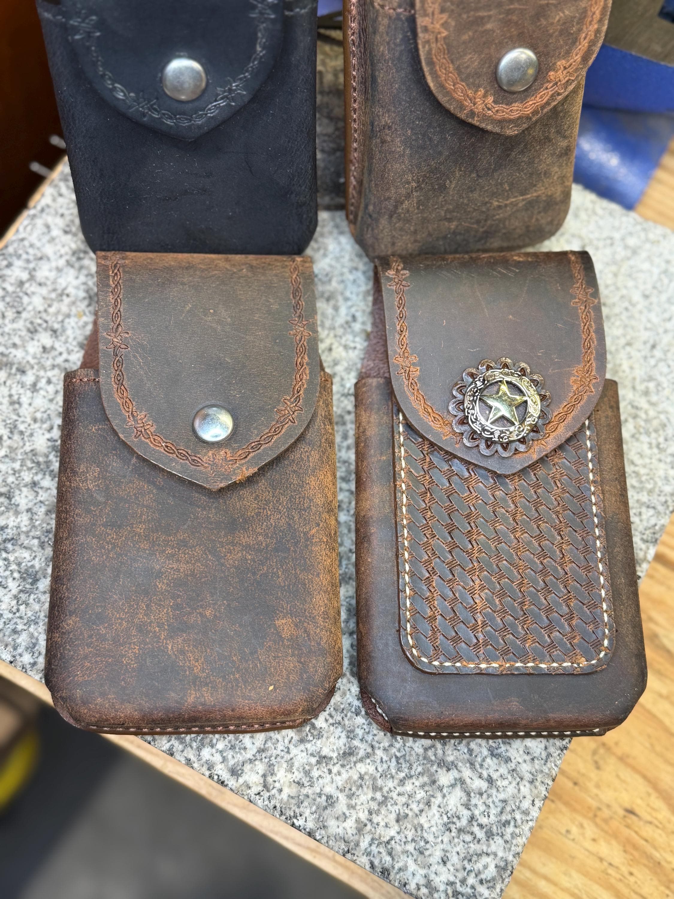 Handmade Leather Phone Case, Belt Holster, Buffalo Full Grain Leather, Made in USA