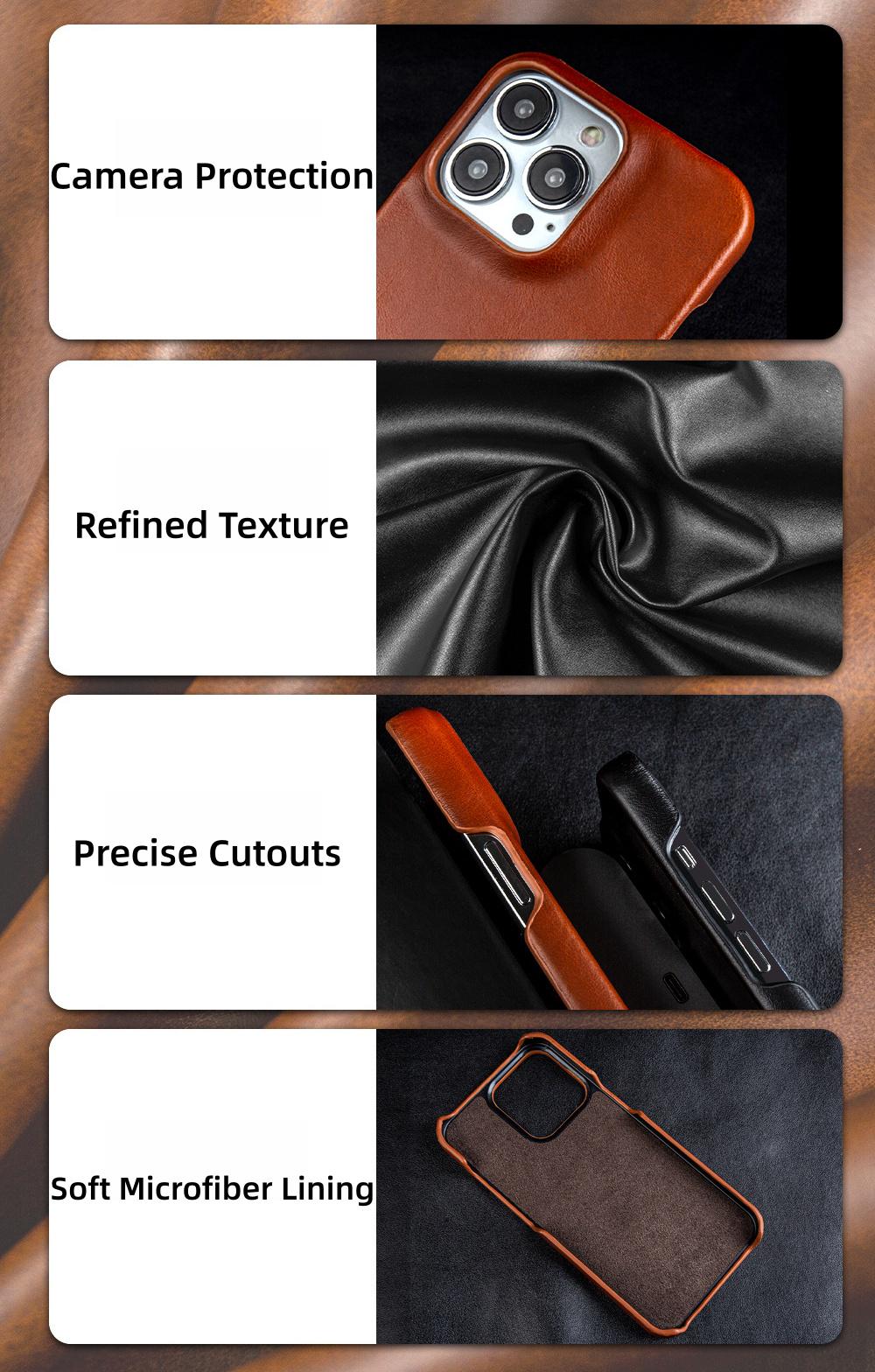 Handmade Leather iPhone Case, Full Grain Leather Cover for iPhone 17 16 15 14 13