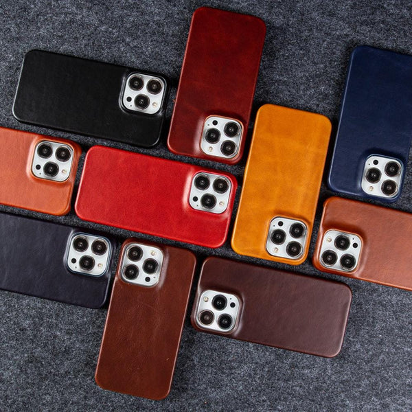Handmade Leather iPhone Case, Full Grain Leather Cover for iPhone 17 16 15 14 13