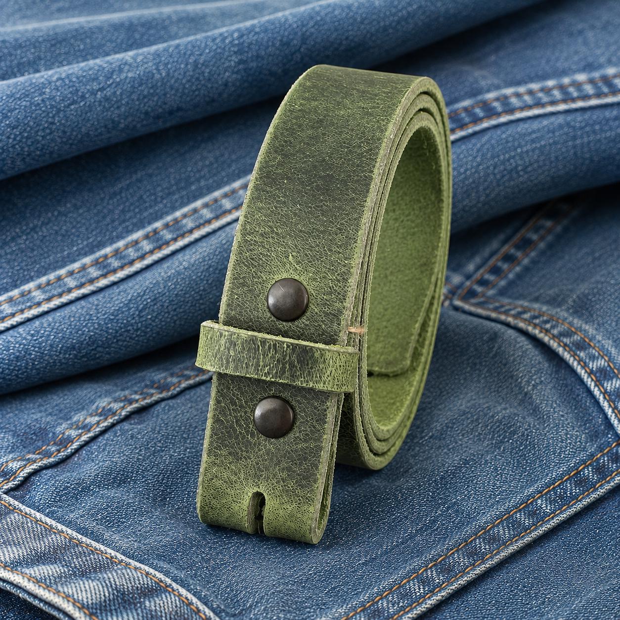 Leather Belt Without Buckle 1 1\2 Belt for your buckle | Brown leather no buckle belt | Buffalo Leather Belt for men | snap on leather belt