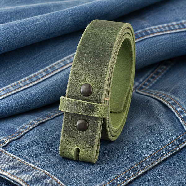 Leather Belt Without Buckle 1 1\2 Belt for your buckle | Brown leather no buckle belt | Buffalo Leather Belt for men | snap on leather belt
