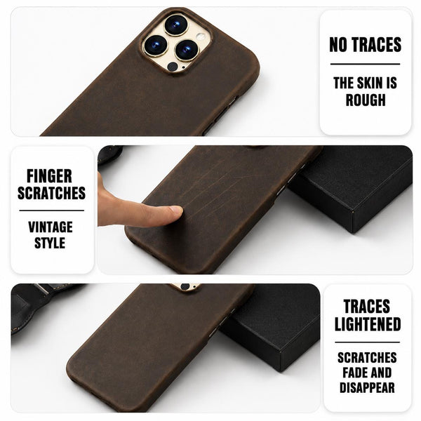 Luxury MagSafe Leather Case, Full Grain Cowhide Cover for iPhone-17 Air & 16/15 Series