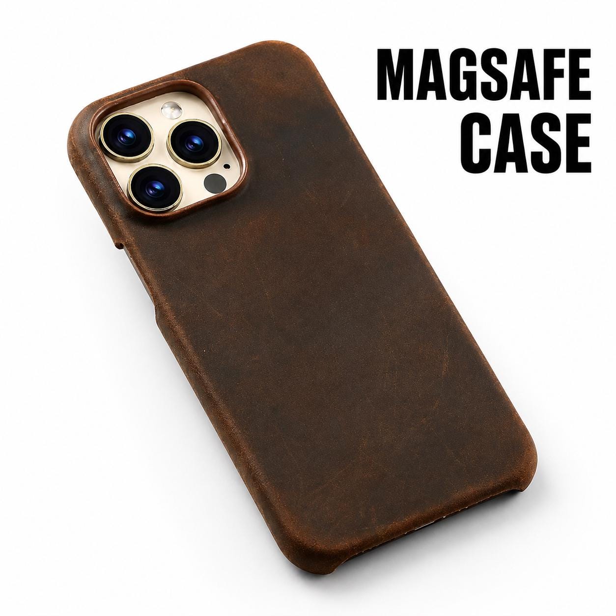 Luxury MagSafe Leather Case, Full Grain Cowhide Cover for iPhone-17 Air & 16/15 Series