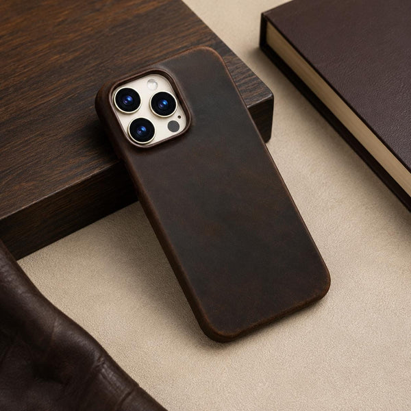 Luxury MagSafe Leather Case, Full Grain Cowhide Cover for iPhone-17 Air & 16/15 Series