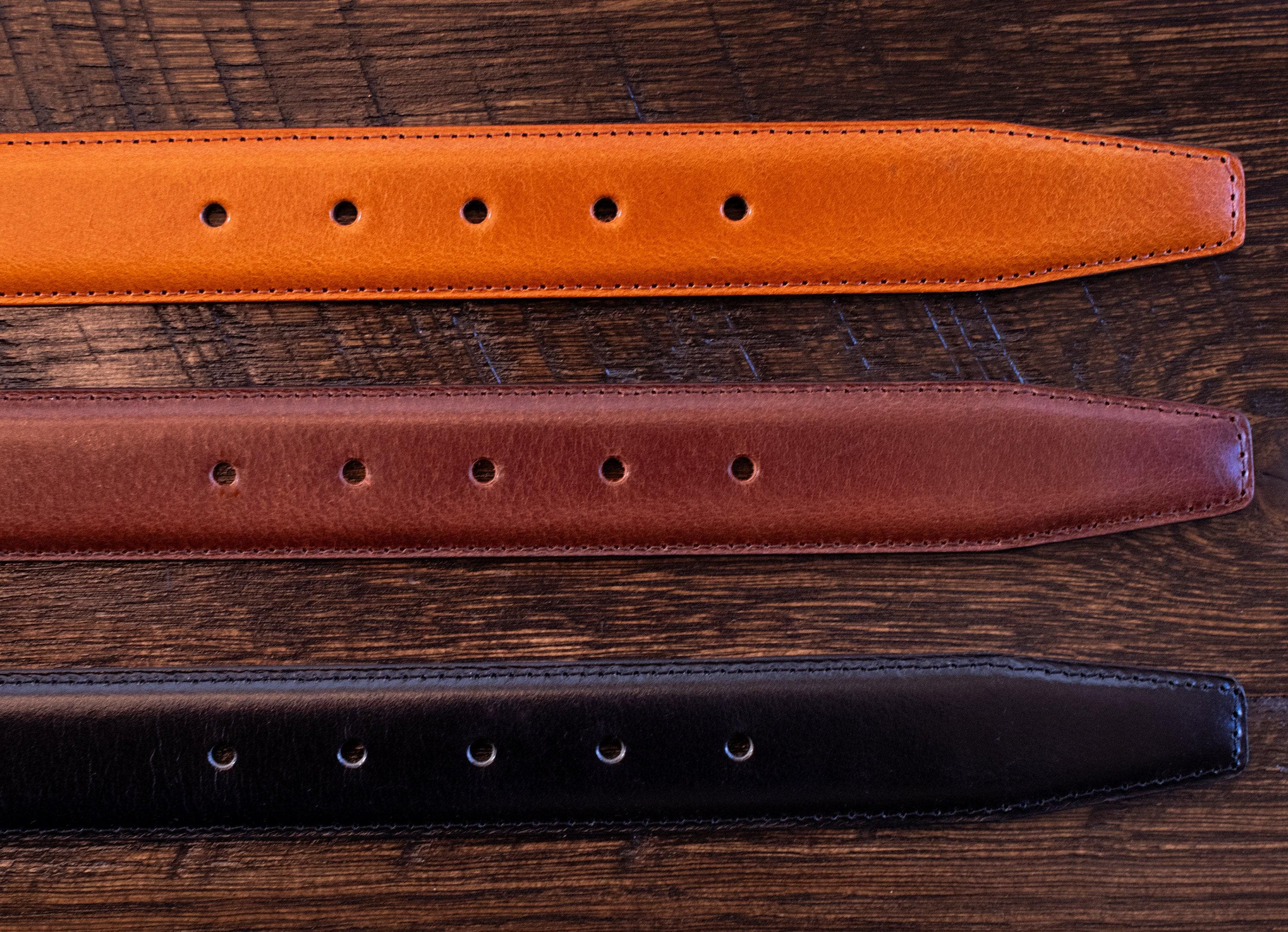 Men's Leather Dress Belt 1.25" Wide - Black, Burgundy, Tan - Made in USA