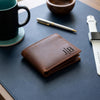 Personalized Leather Wallet Engraved RFID Men Wallet, Custom Fathers Day Bifold Gift for Dad Husband Boyfriend Him Anniversary Birthday Gift