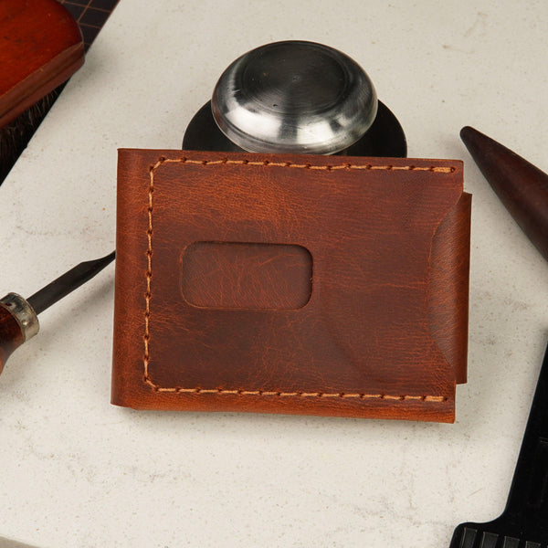 Leather Cash Wallet, Slim Card & Cash Holder, Handmade Minimalist Wallet, Front Pocket, Flap Wallet, Everyday Wallet - Green