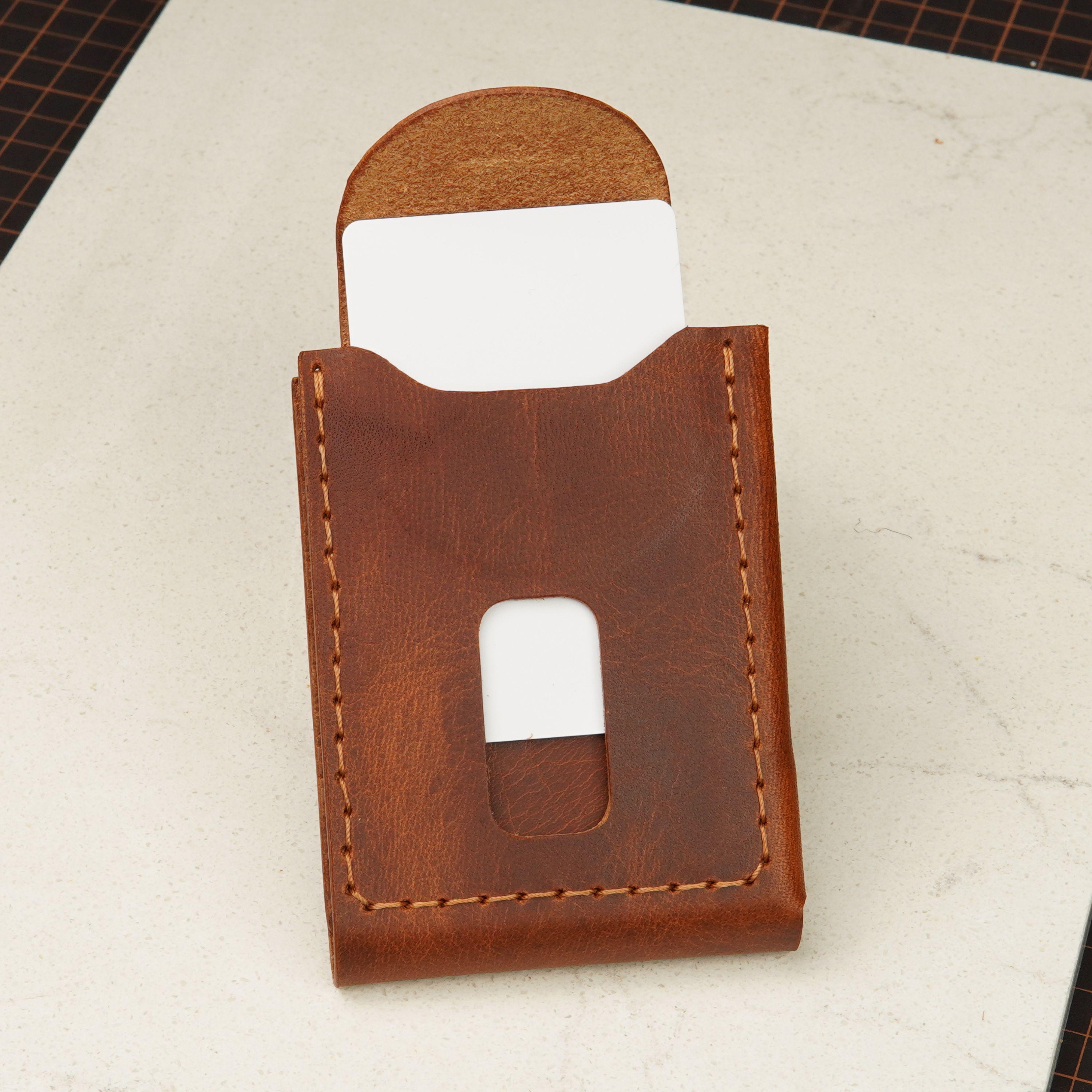 Leather Cash Wallet, Slim Card & Cash Holder, Handmade Minimalist Wallet, Front Pocket, Flap Wallet, Everyday Wallet - Cognac Waxy