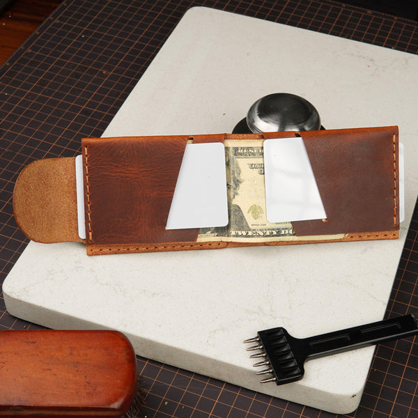 Leather Cash Wallet, Slim Card & Cash Holder, Handmade Minimalist Wallet, Front Pocket, Flap Wallet, Everyday Wallet - Ortensia