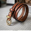 Vintage Full-Grain Leather Belt | Solid Brass Ring Buckle