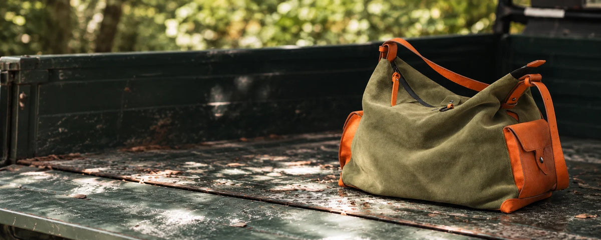 Olive green leather bag for everyday carry