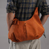 Orange Multi-Zip Leather Crossbody Bag