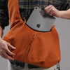 Orange Multi-Zip Leather Crossbody Bag