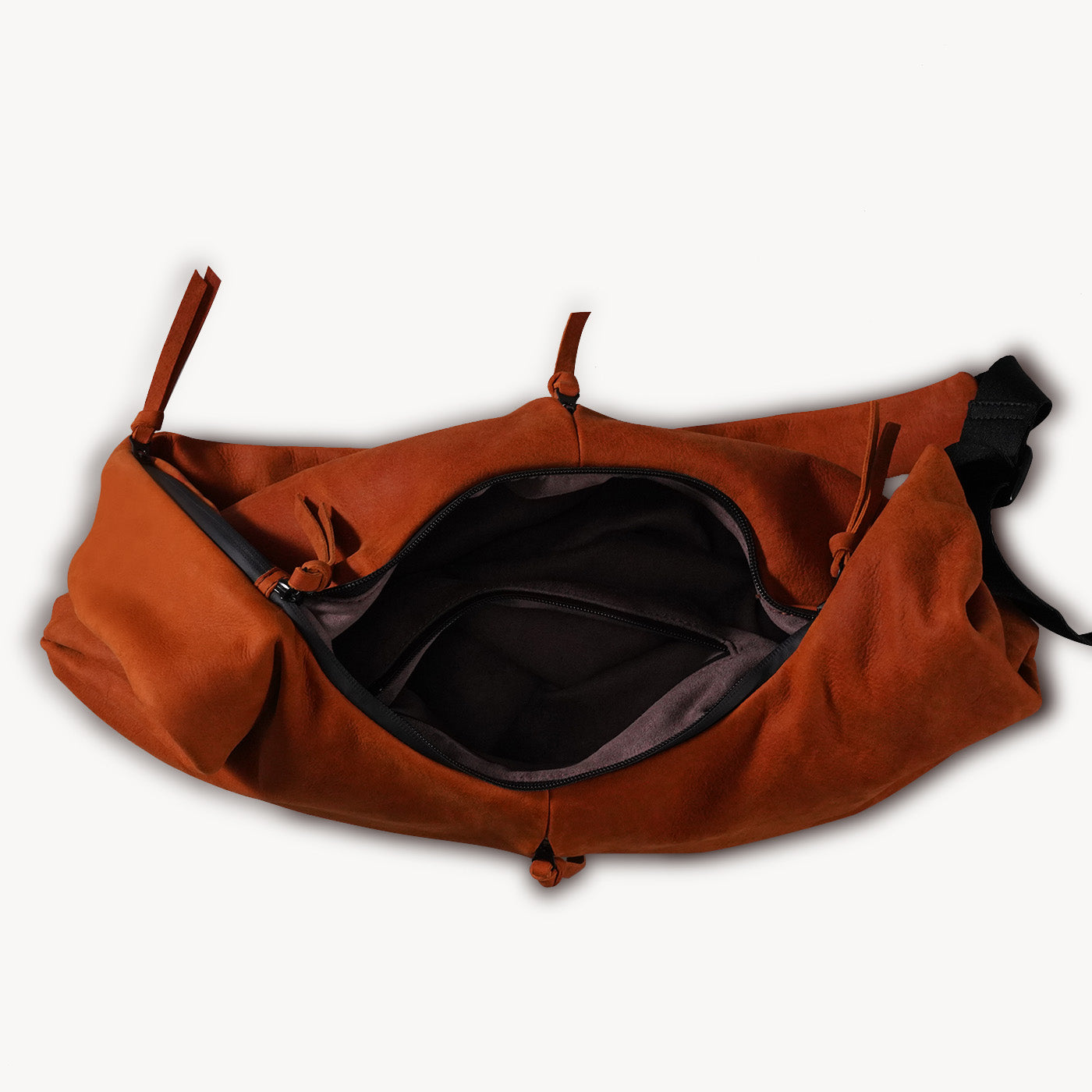 Orange Multi-Zip Leather Crossbody Bag