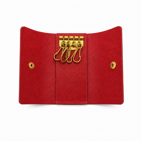 Handcrafted Vintage Leather Key Holder with Brass Hooks
