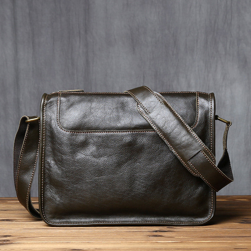 Vintage Top Grain Leather Men's Crossbody Messenger Bag