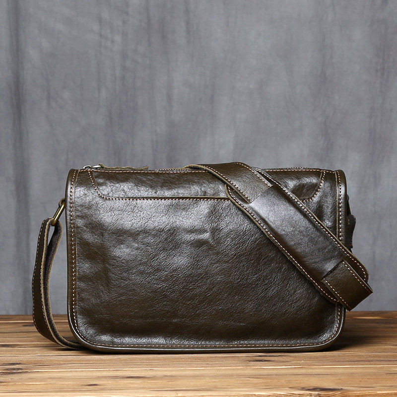 Vintage Top Grain Leather Men's Crossbody Messenger Bag