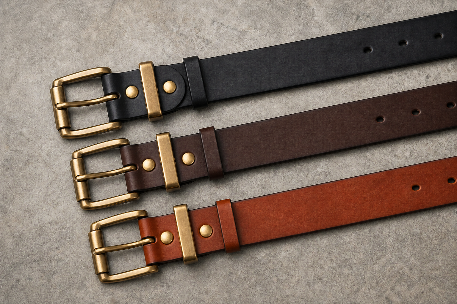 Black coffee and brown leather belt color comparison