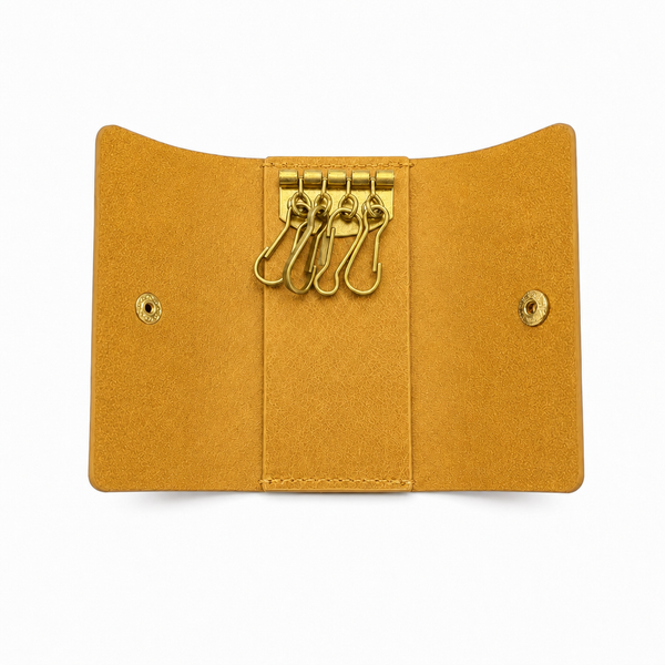 Handcrafted Vintage Leather Key Holder with Brass Hooks